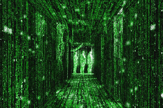 Green Matrix code rain
